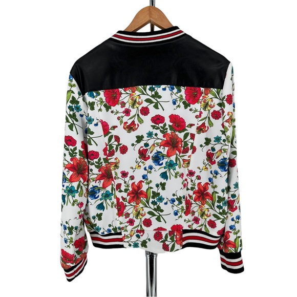 Olivia Culpo x Le Tote Reversible Bomber Jacket Floral Print Faux Leather size L - Picture 9 of 16